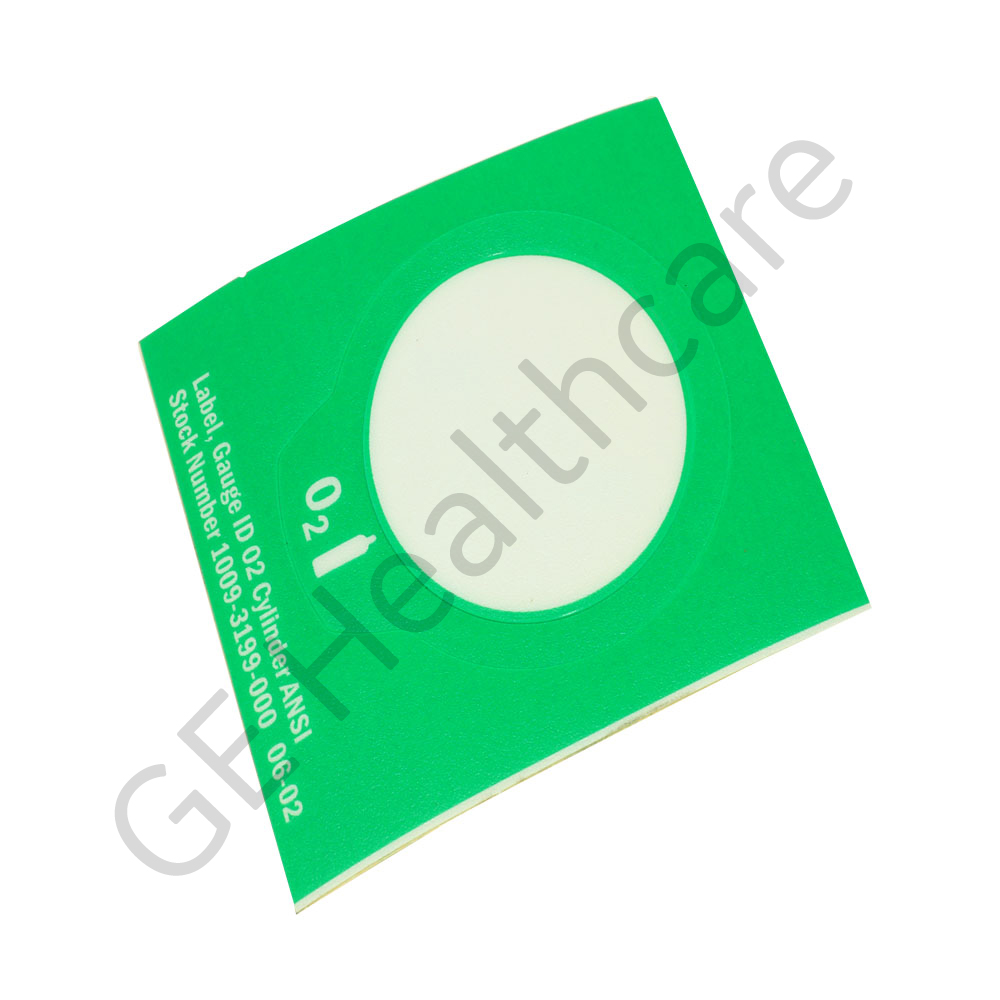 Label Gauge ID Green/White Oxygen Cylinder ANSI