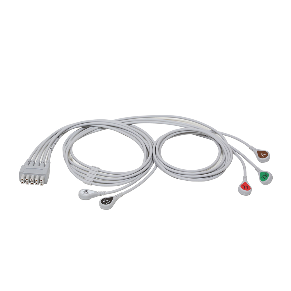 ECG Leadwire set, 5-lead, grouped, snap, AHA, mix 74 cm/29 in, 130 cm/51 in 1/pk ECG Leadwire set, 5-lead, grouped, snap, AHA, mix 74 cm/29 in, 130 cm/51 in 1/pk