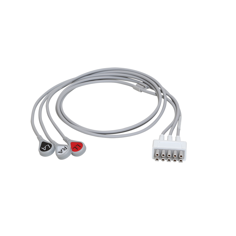 ECG Leadwire set, 3-lead, snap, AHA, 74 cm/29 in, 1/pack ECG Leadwire set, 3-lead, snap, AHA, 74 cm/29 in, 1/pack