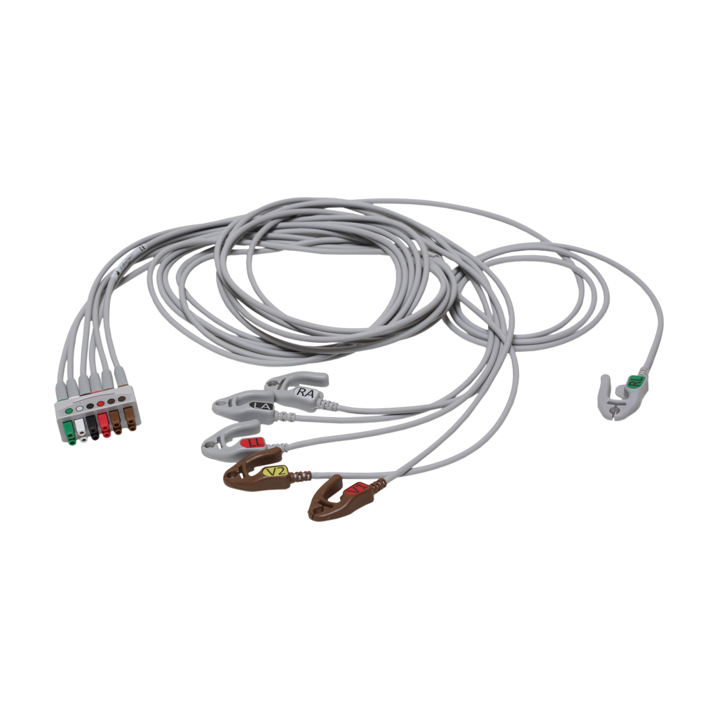 ECG Leadwire set, 6-lead, grouped, grabber, AHA, 130 cm/51 in, 1/pack ECG Leadwire set, 6-lead, grouped, grabber, AHA, 130 cm/51 in, 1/pack