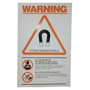 MRI Warning Sign, Large, 12 in. x 19 in., English