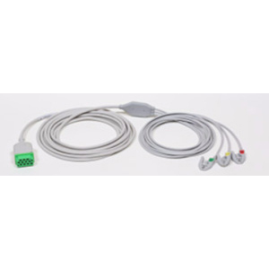 ECG Trunk Cable, 3-ld w/ integrated grabber leadwire, IEC, 3.6 m/12 ft.